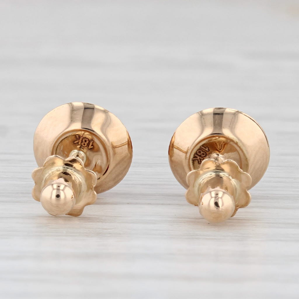 Light Gray Coral Button Stud Earrings 18k Yellow Gold Round Bead Solitaires