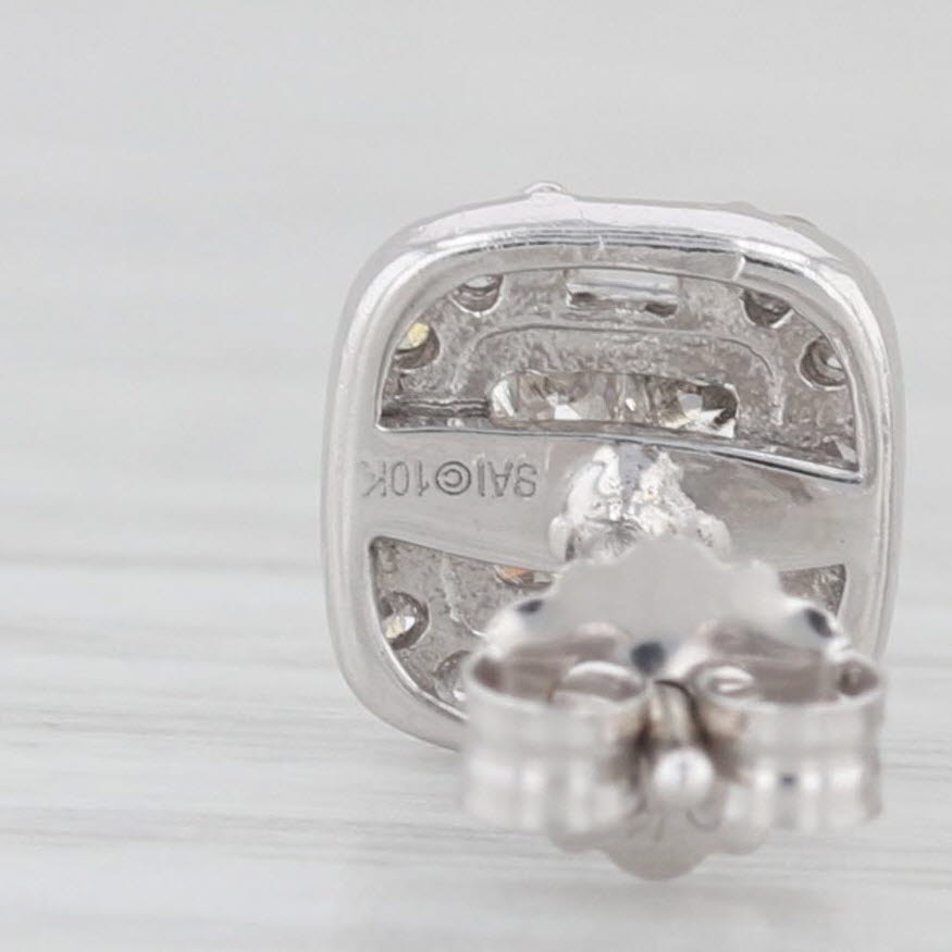 Light Gray 0.52ctw Diamond Halo Stud Earrings 10k White Gold