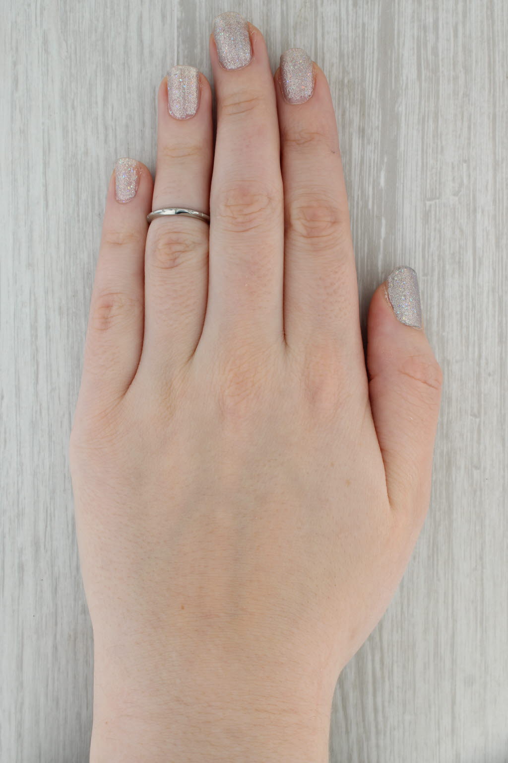 Dark Gray Traub Orange Blossom Ring 18k White Gold Size 4.75-5 Vintage Wedding Band