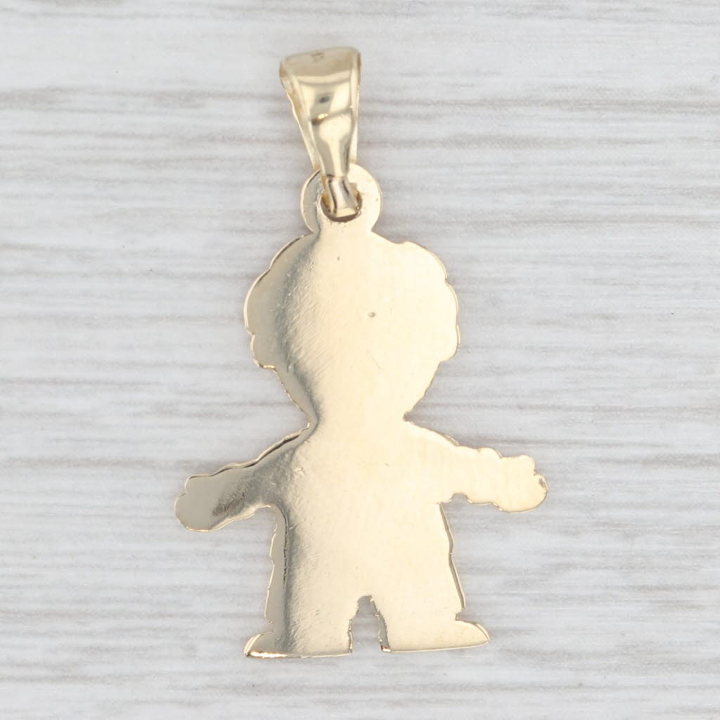Light Gray Lucky Boy Pendant 10k Yellow Gold Horseshoe Figural New Mom