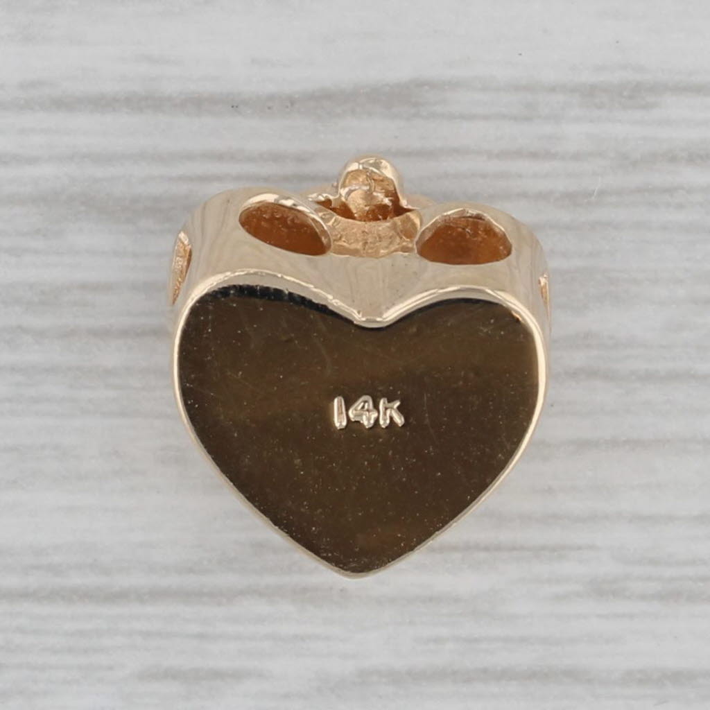 Gray Blue Sapphire Crown Heart Slide Bracelet Charm 14k Yellow Gold Vintage
