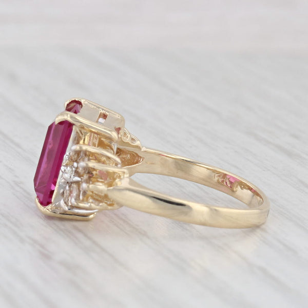 Vintage Red Glass Ring 14k Yellow Gold Size 6.5