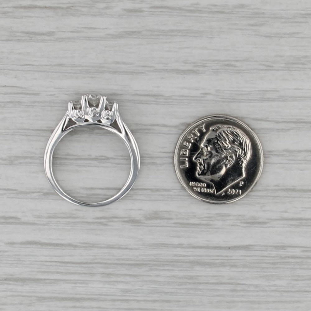 0.38ctw Diamond 3-Stone Engagement Ring 14k White Gold Size 4.5 Cathedral Band