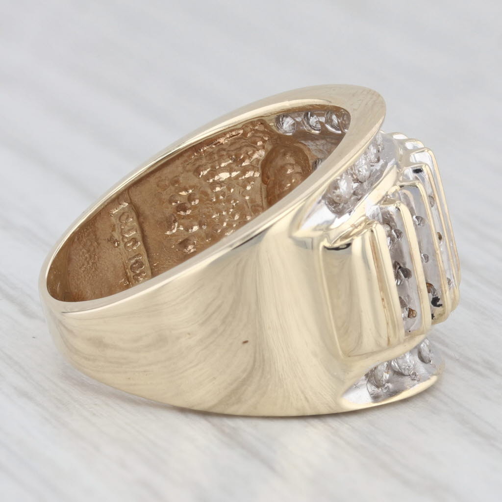 Light Gray 0.55ctw Diamond Ring 10k Yellow Gold Size 7.25 Cocktail