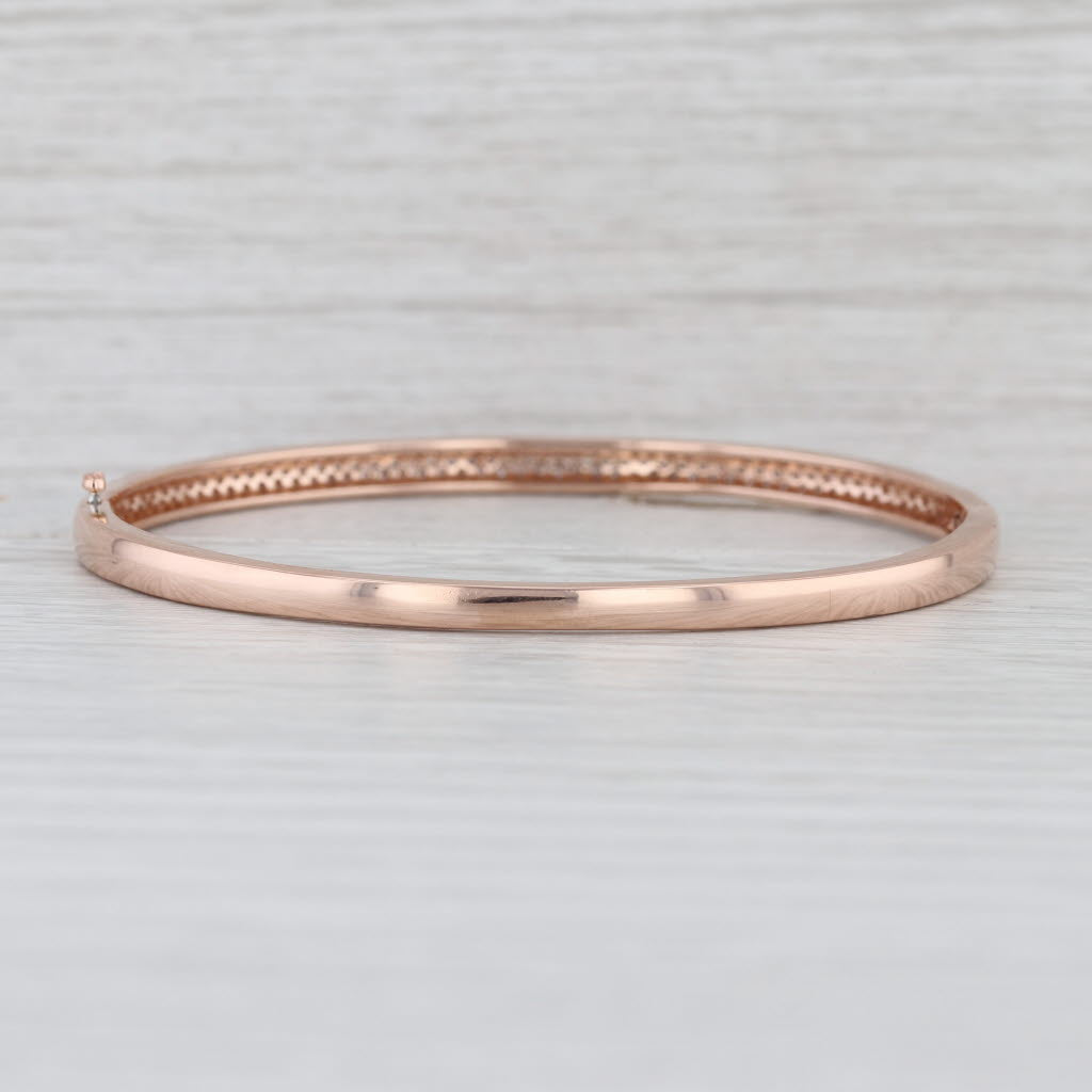 0.80ctw Pave Diamond Bangle Bracelet 14k Rose Gold 6.75" 4.1mm