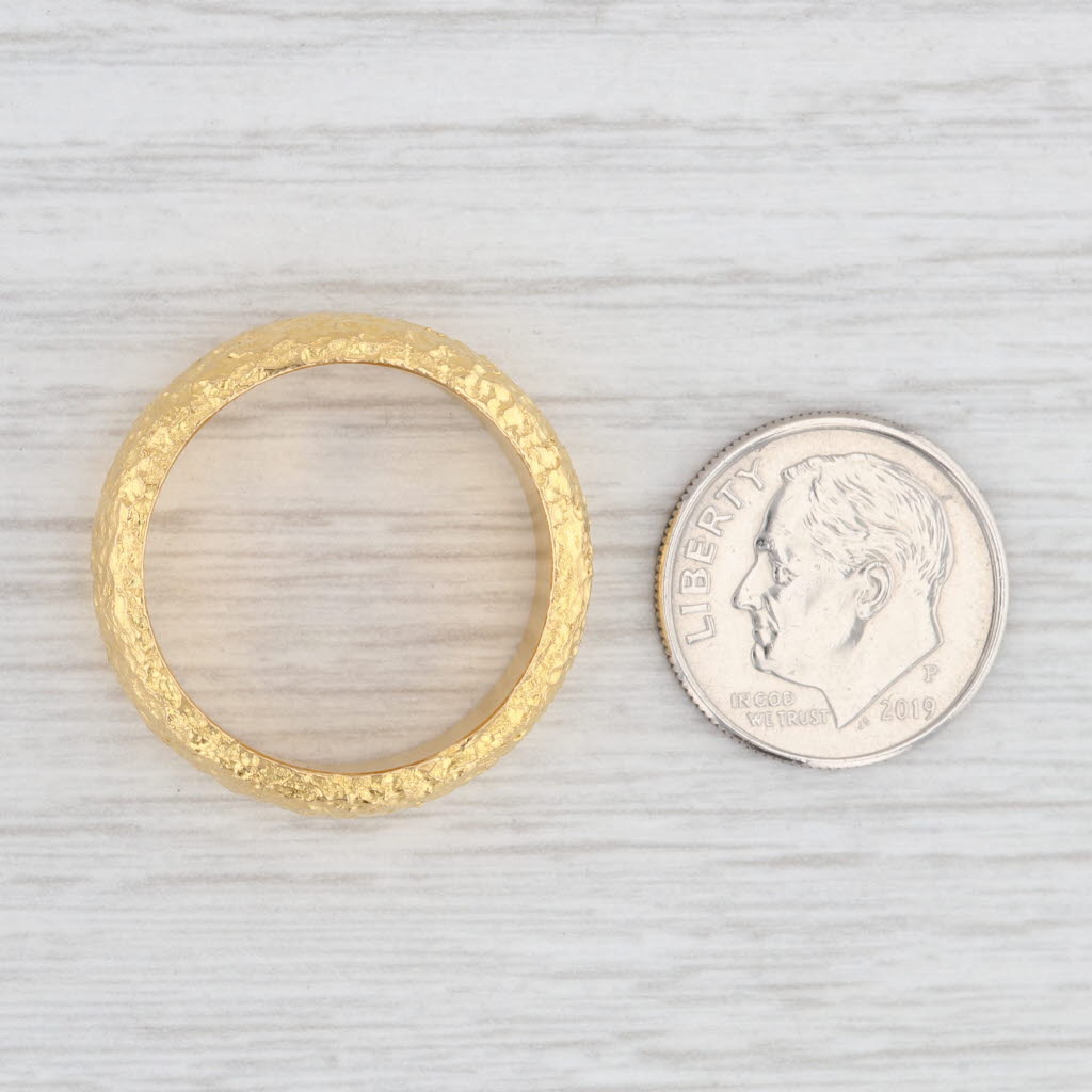 Light Gray Custom Textured Band 9999 Fine Yellow Gold Size 10 Stackable Wedding Ring