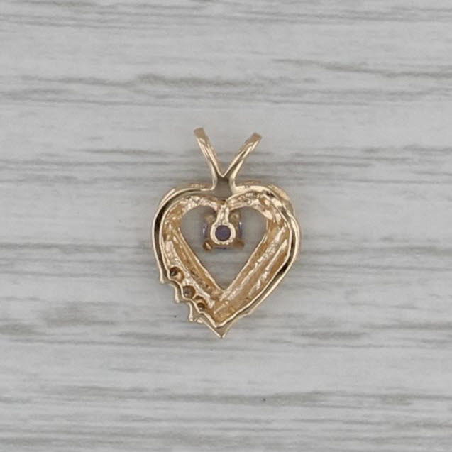 0.11ctw Tanzanite Diamond Heart Pendant 10k Yellow Gold