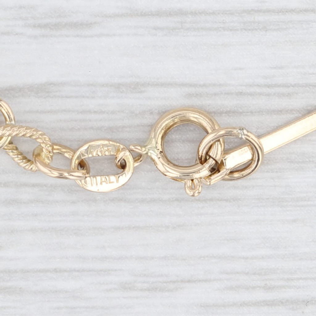 Light Gray Knot Bar Link Necklace 14k Yellow Gold 23.25" 4.2mm