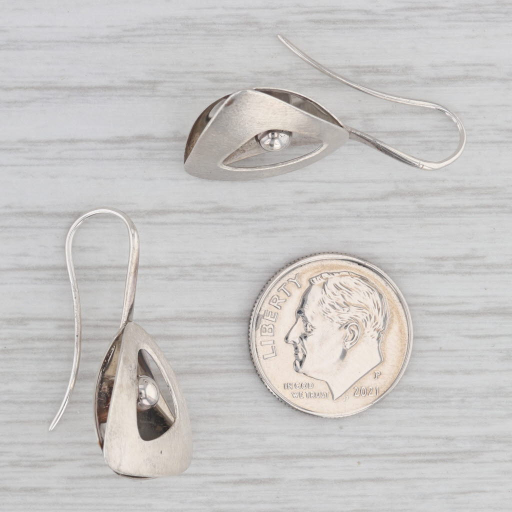 Gray Ed Levin Teardrop Bead Drop Earrings Sterling Silver Hook Posts