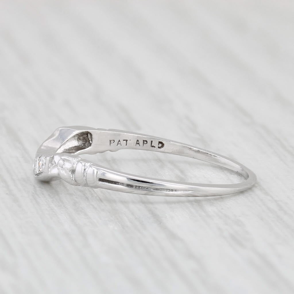 Light Gray Contoured Diamond Ring Guard 14k White Gold Size 6.75 Stackable Wedding Band