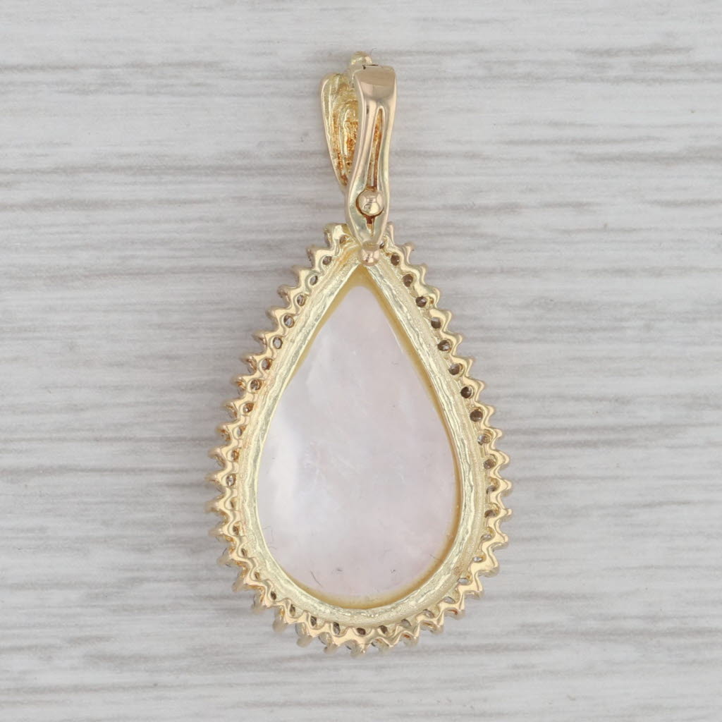 Gray Mabe Pearl 0.25ctw Diamond Halo Teardrop Pendant 14k Yellow Gold