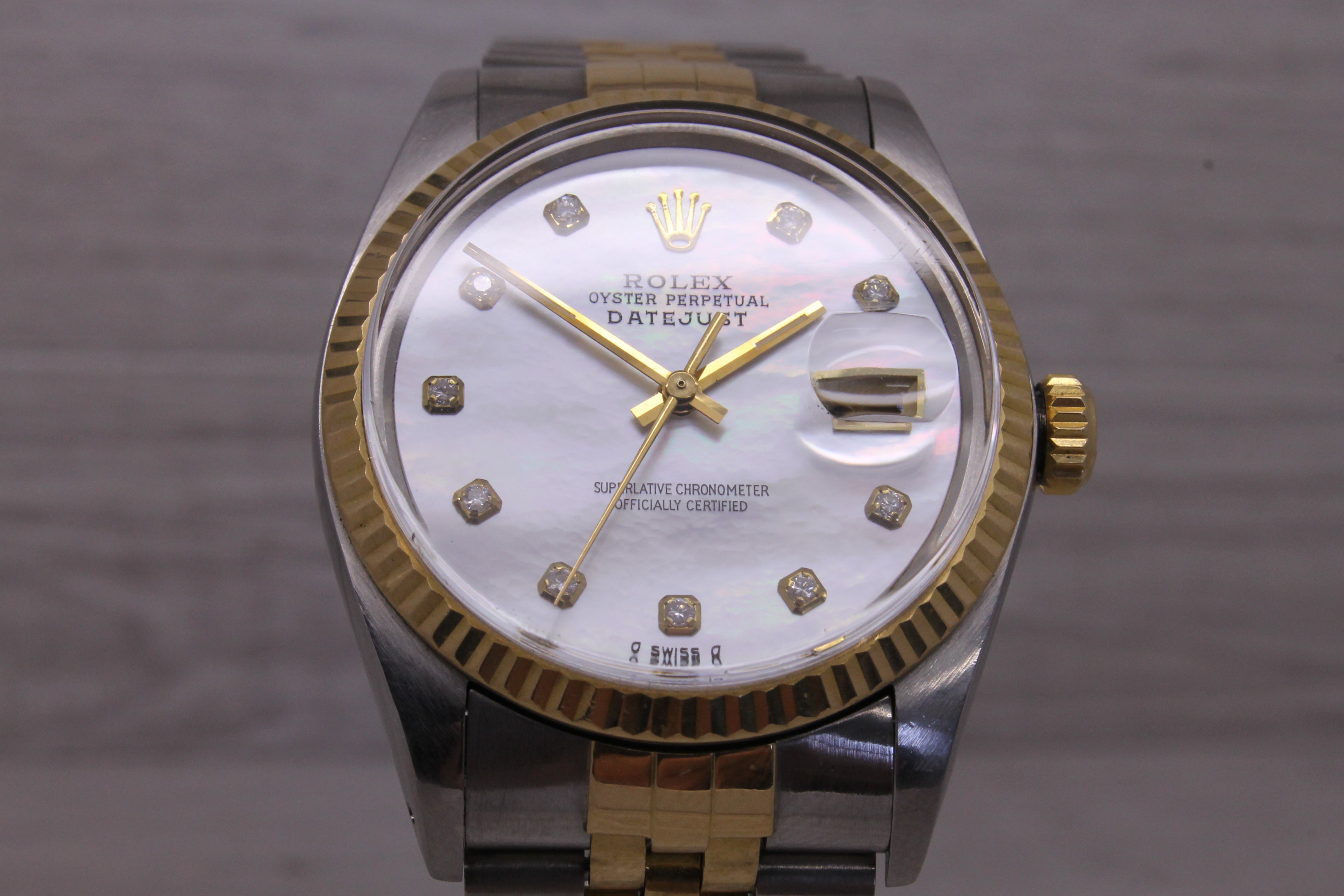 Dim Gray Vintage 1985 Rolex Datejust 16013 Mens 36mm 18k & Steel Automatic Watch Jubilee