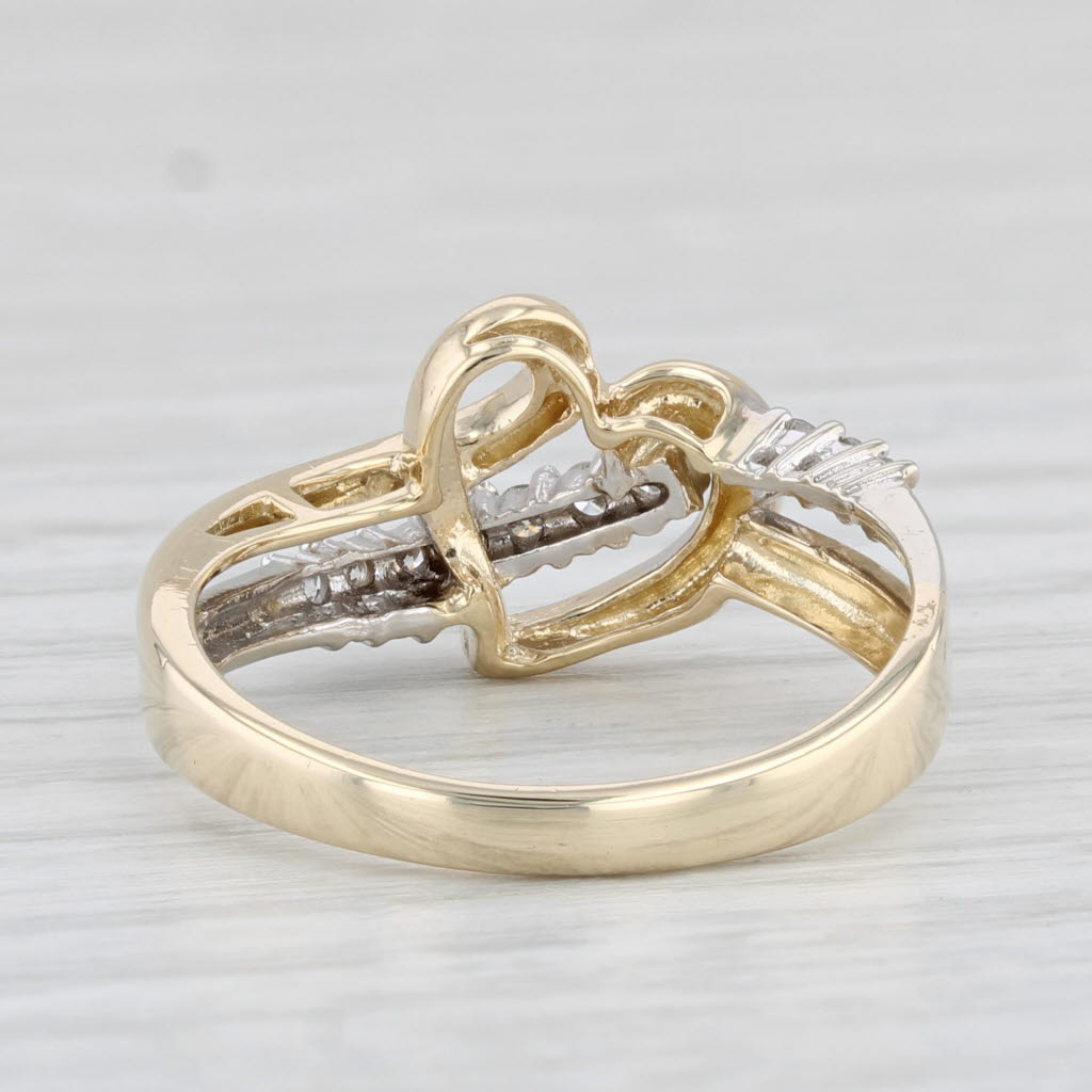 Light Gray 0.13ctw Diamond Abstract Heart Ring 10k Yellow Gold Size 7