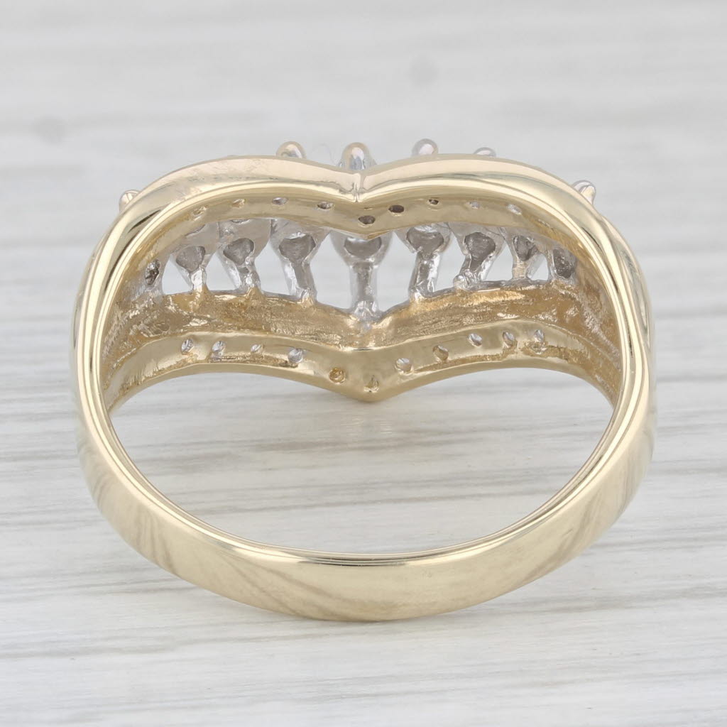 Light Gray 0.24ctw Diamond Contoured Tiered Ring 10k Yellow Gold Size 10.5 Cocktail