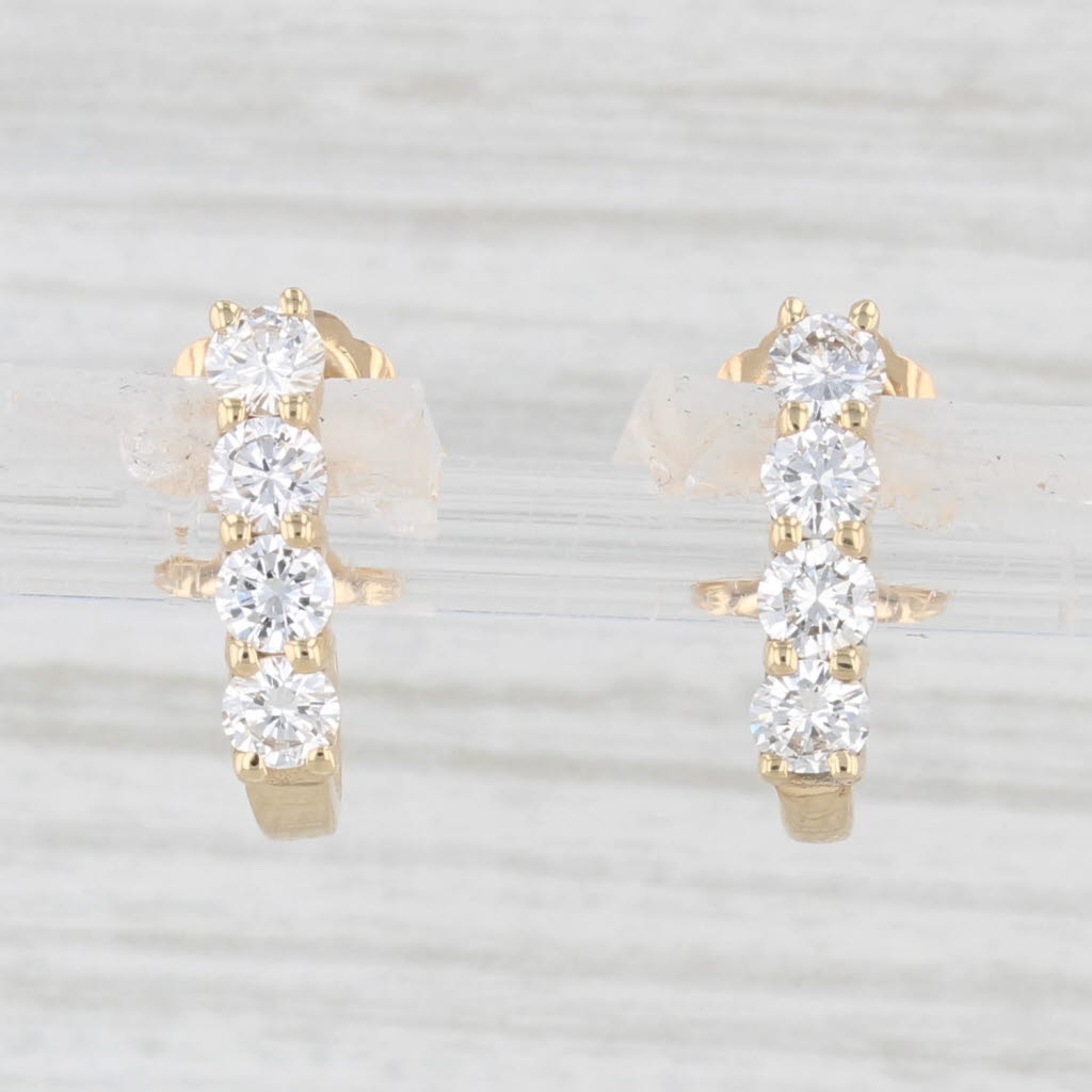 Light Gray 0.65ctw Diamond Journey J-Hook Earrings 18k Yellow Gold Pierced Drops