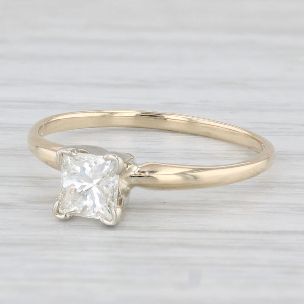 Light Gray 0.49ct Princess Cut Solitaire Engagement Ring 14k Yellow Gold Size 6