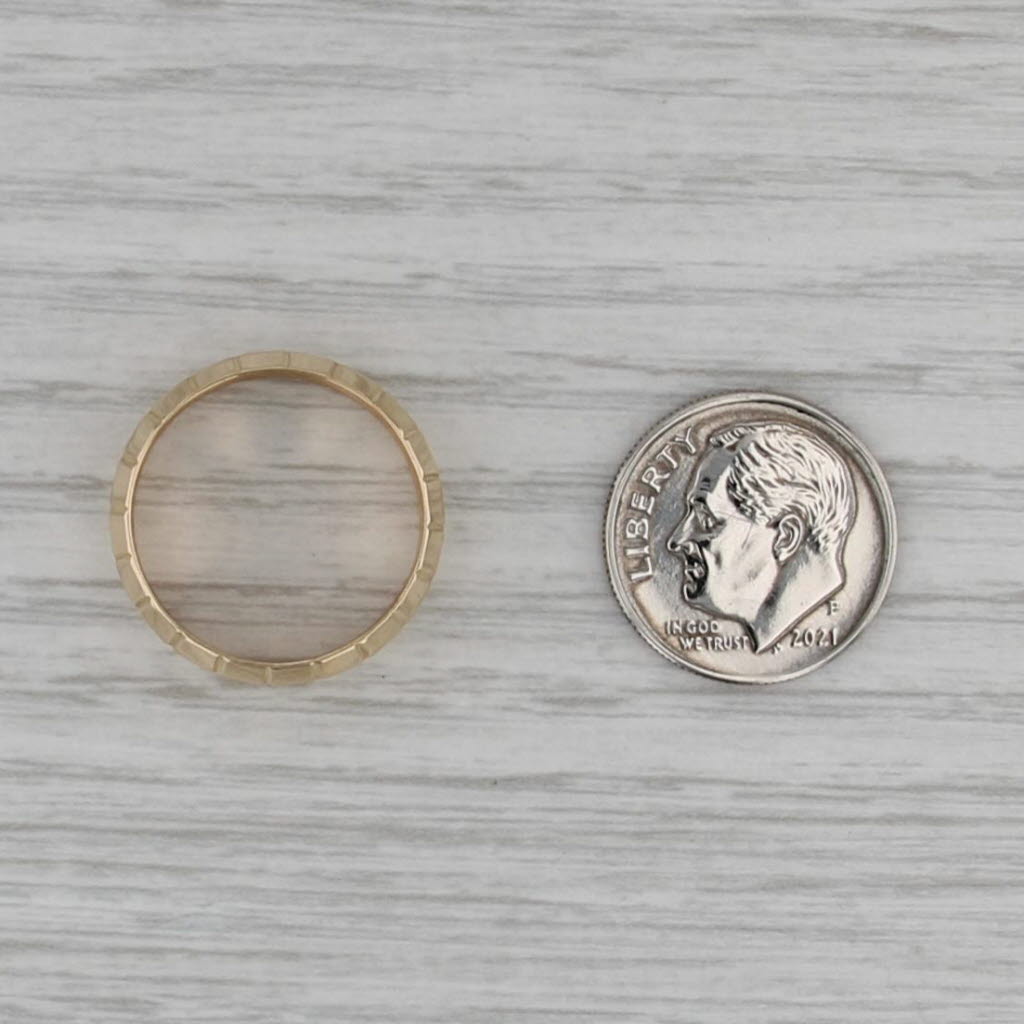 Beveled Band Ring 14k Yellow Gold Stackable Wedding Band Size 6.75