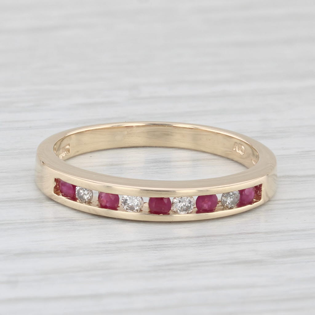 Light Gray 0.25ctw Ruby Diamond Ring 10k Yellow Gold Size 6.75 Stackable Wedding Band