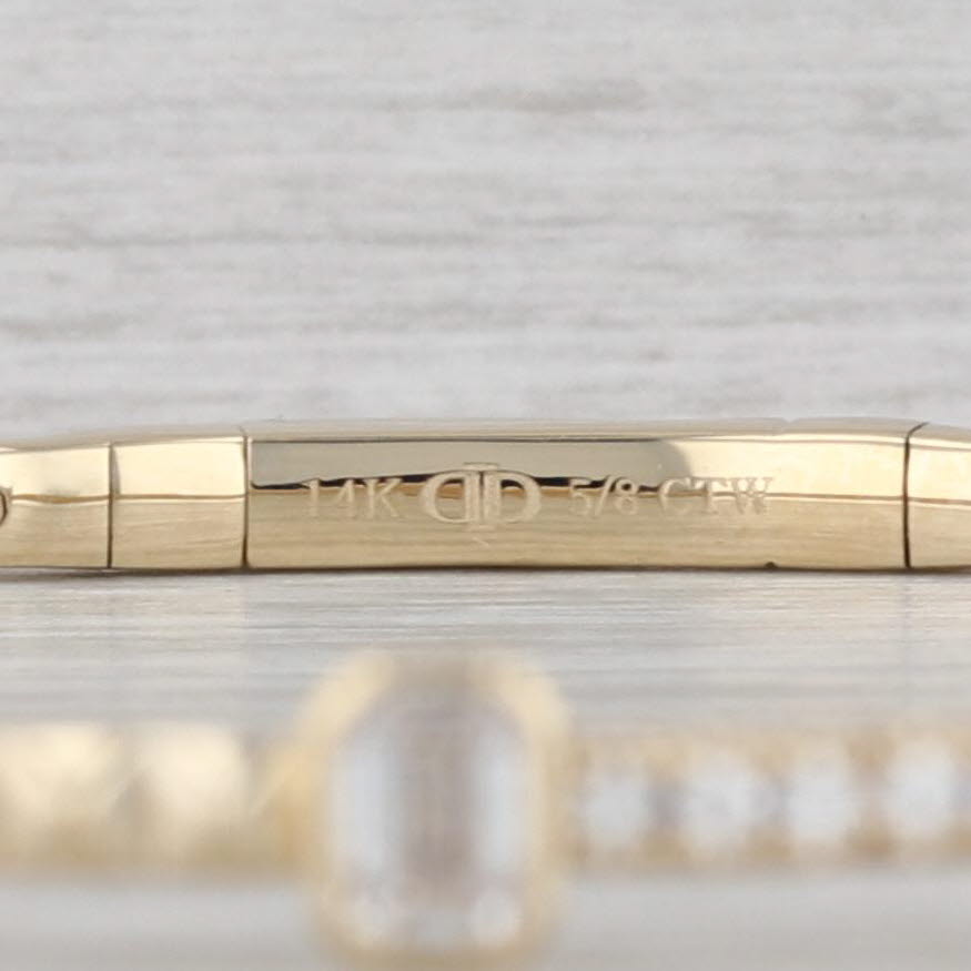 New 0.63ctw Diamond Beveled Flexible Bangle Bracelet 14k Yellow Gold 6.75"
