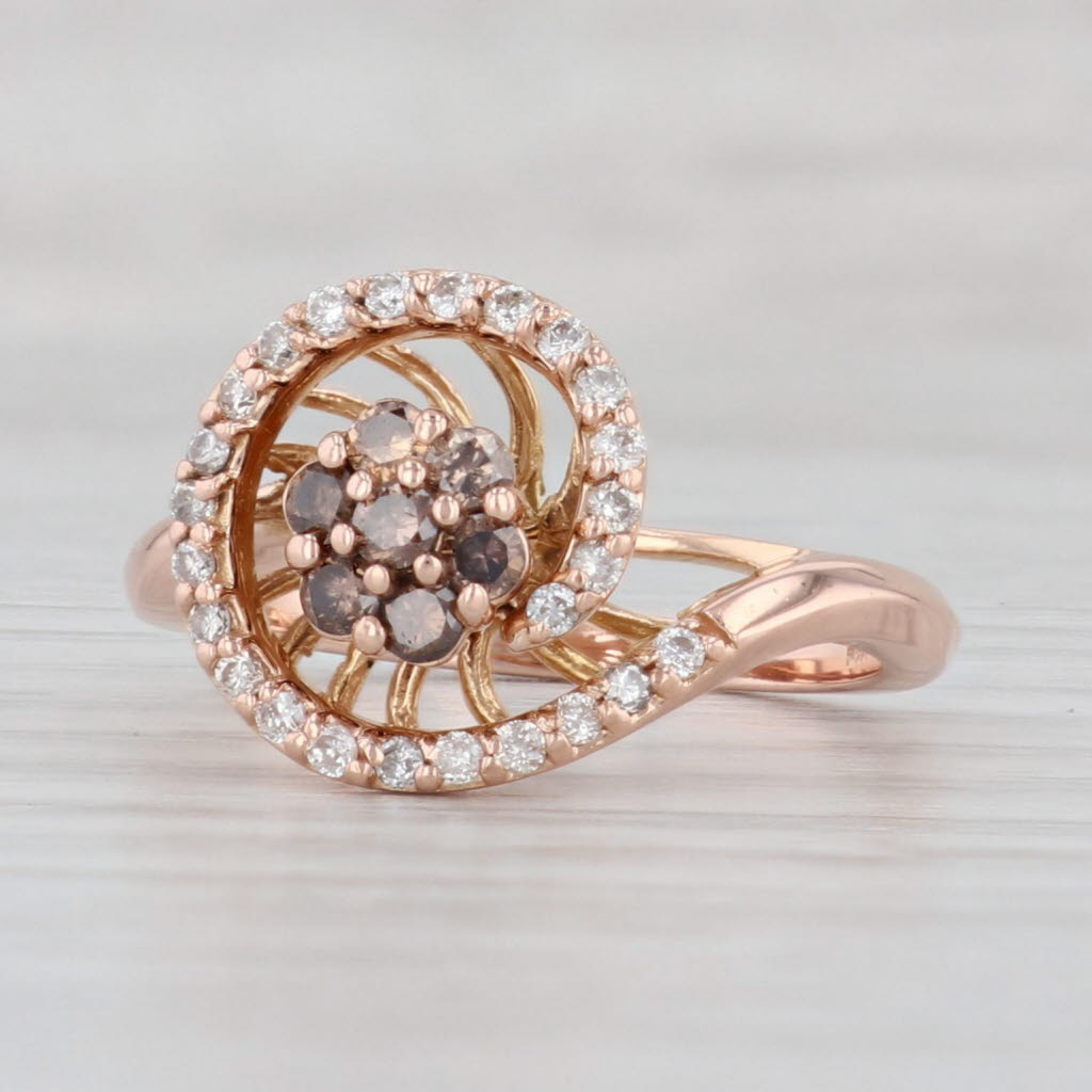 Light Gray 0.41ctw Argyle Diamond Cluster Swirl Ring 14k Rose Gold Size 7