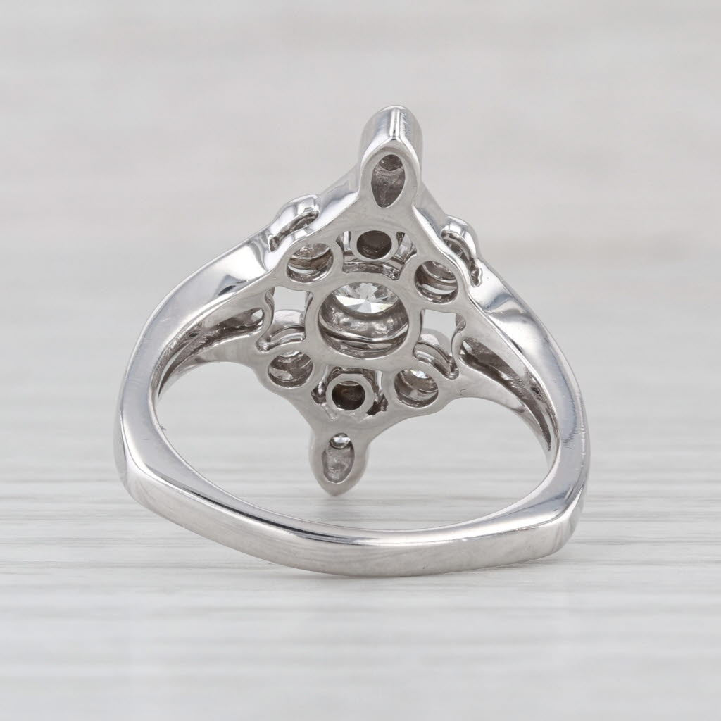 0.63ctw Diamond Cluster Cocktail Engagement Ring 14k White Gold Size 9