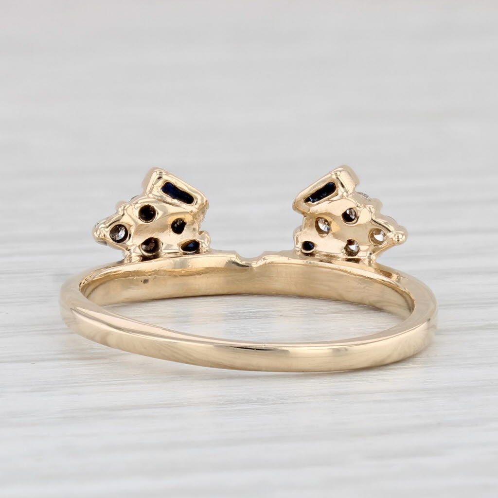 Light Gray 0.32ctw Diamond Blue Sapphire Ring Guard 14k Yellow Gold Size 6.75 Wedding Band