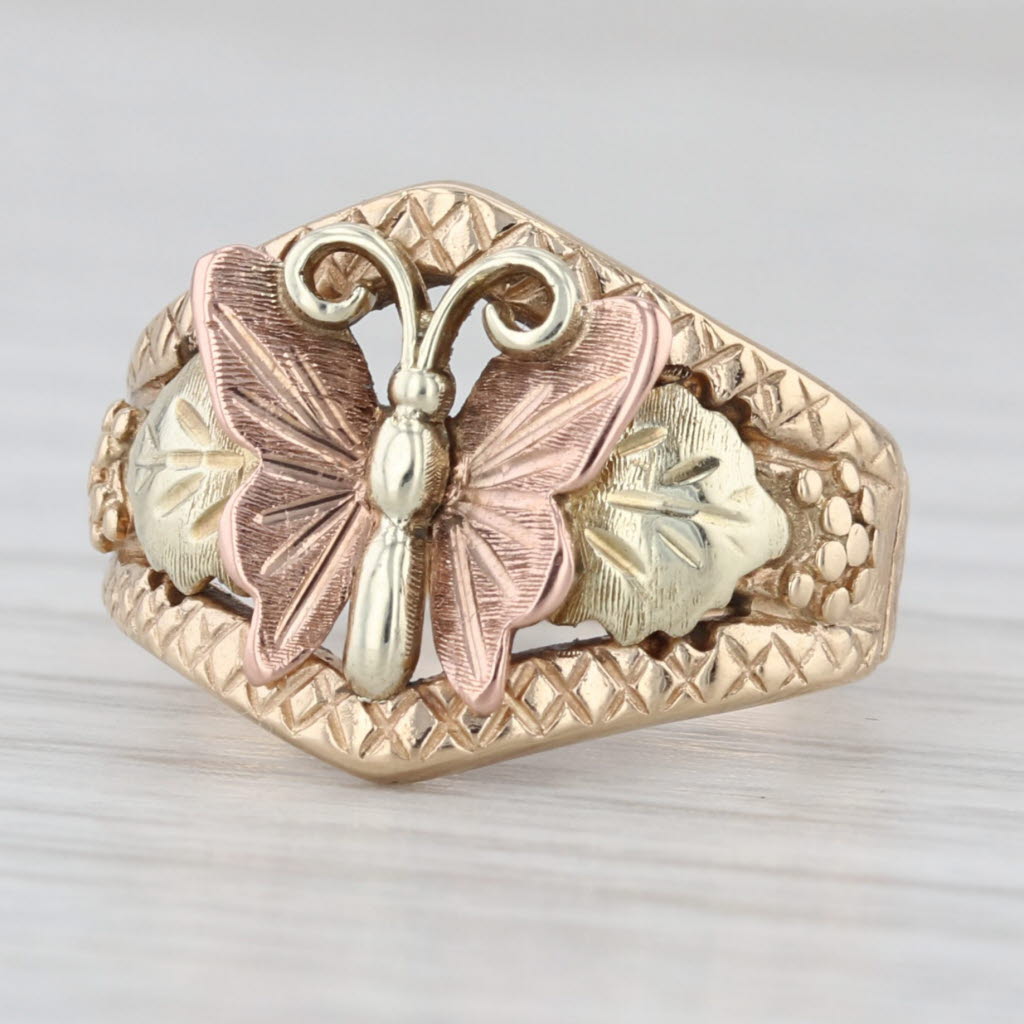 Black Hills Gold Butterfly Ring 10k Yellow Green Rose Gold Size 4.5 Dakota West
