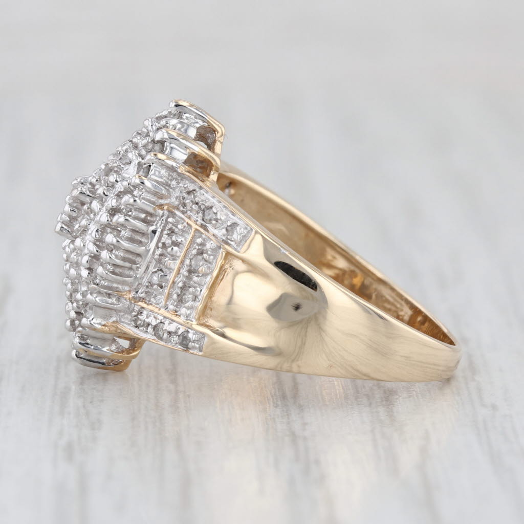 0.36ctw Pave Diamond Cluster Ring 10k Yellow Gold Size 7.75