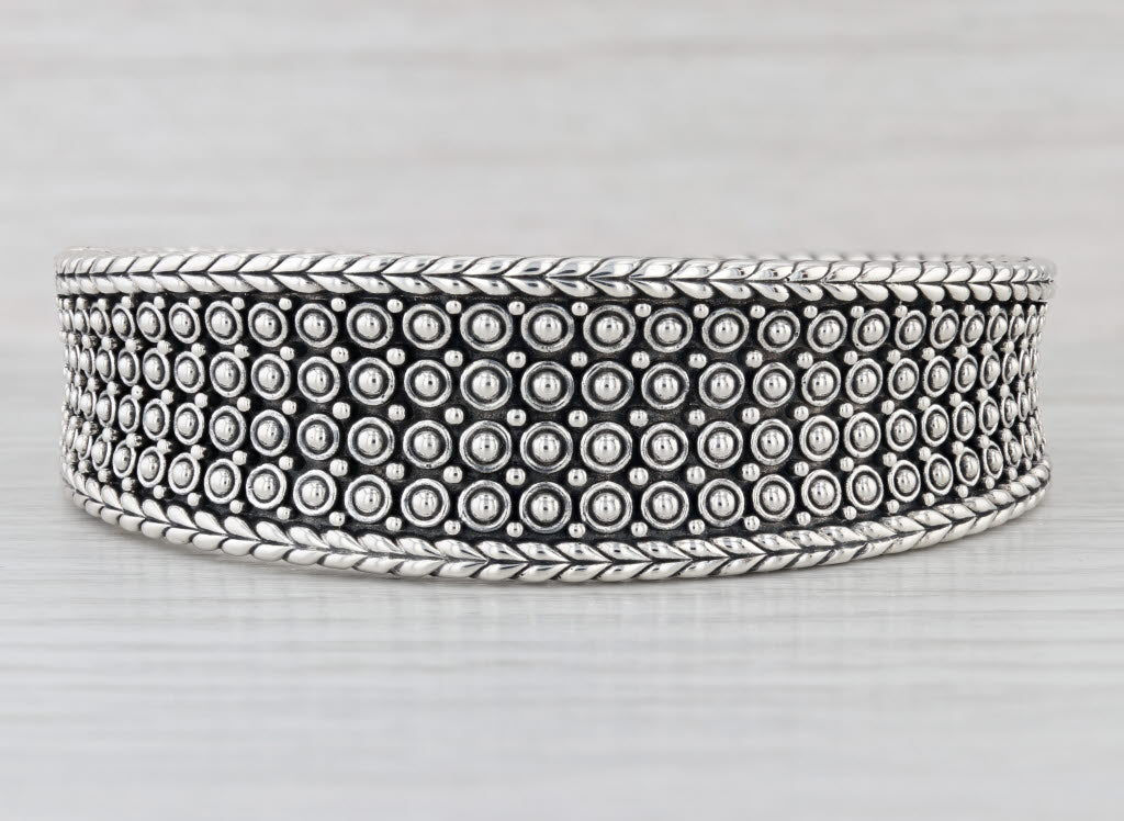 John Hardy Jai Safari Scene Cuff Bracelet Sterling Silver Hinged 7" Statement