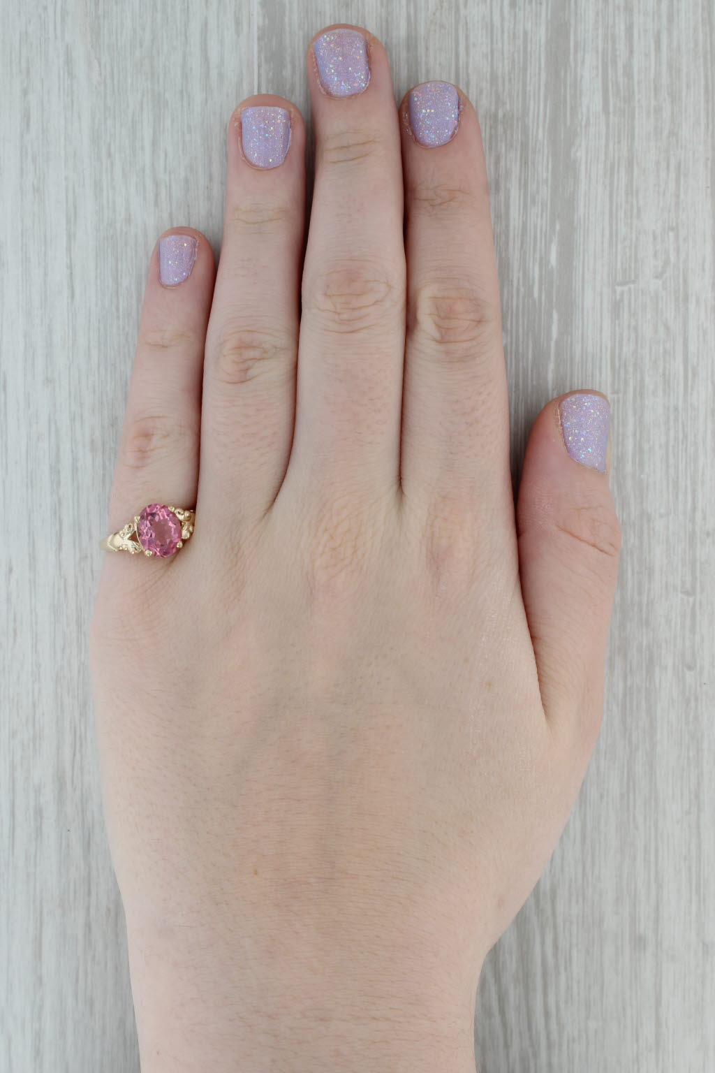 Dark Gray 3ct Pink Tourmaline Oval Solitaire Ring 14k Yellow Gold Size 7