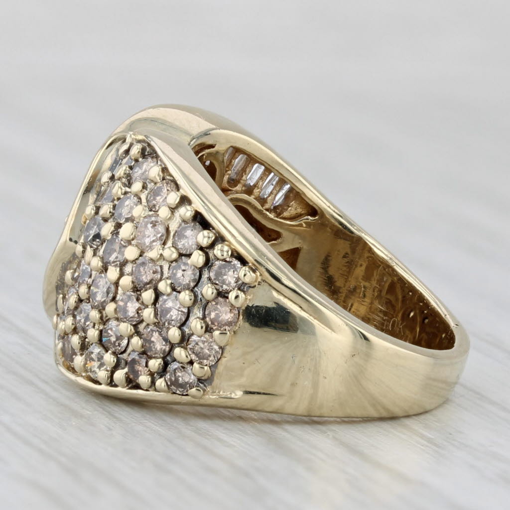 Gray 1.48ctw Champagne Diamond Cluster Ring 10k Yellow Gold Cocktail Size 5