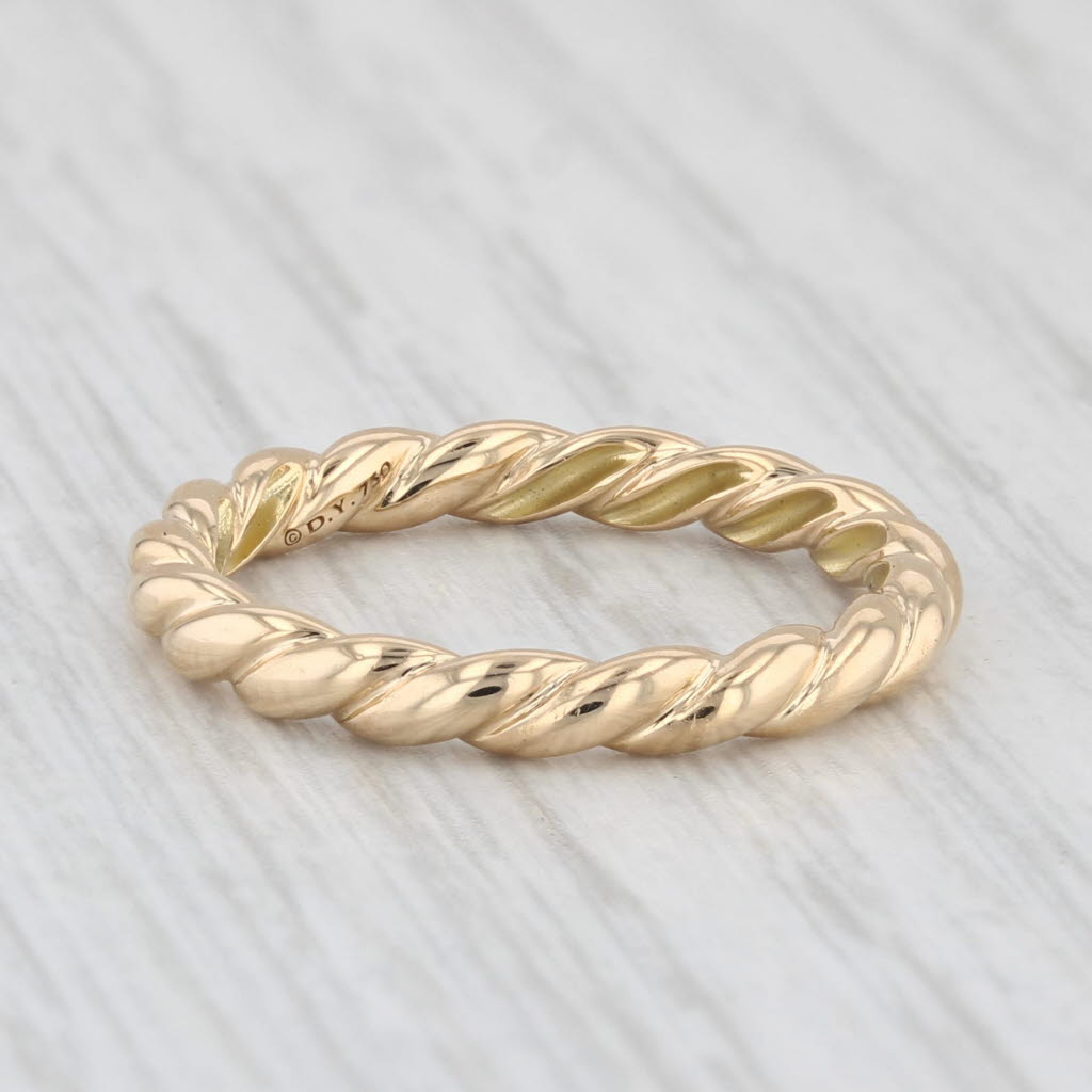 Light Gray David Yurman Gold Cable Ring 18k Yellow Gold Size 5 Stackable Band Box Cloth