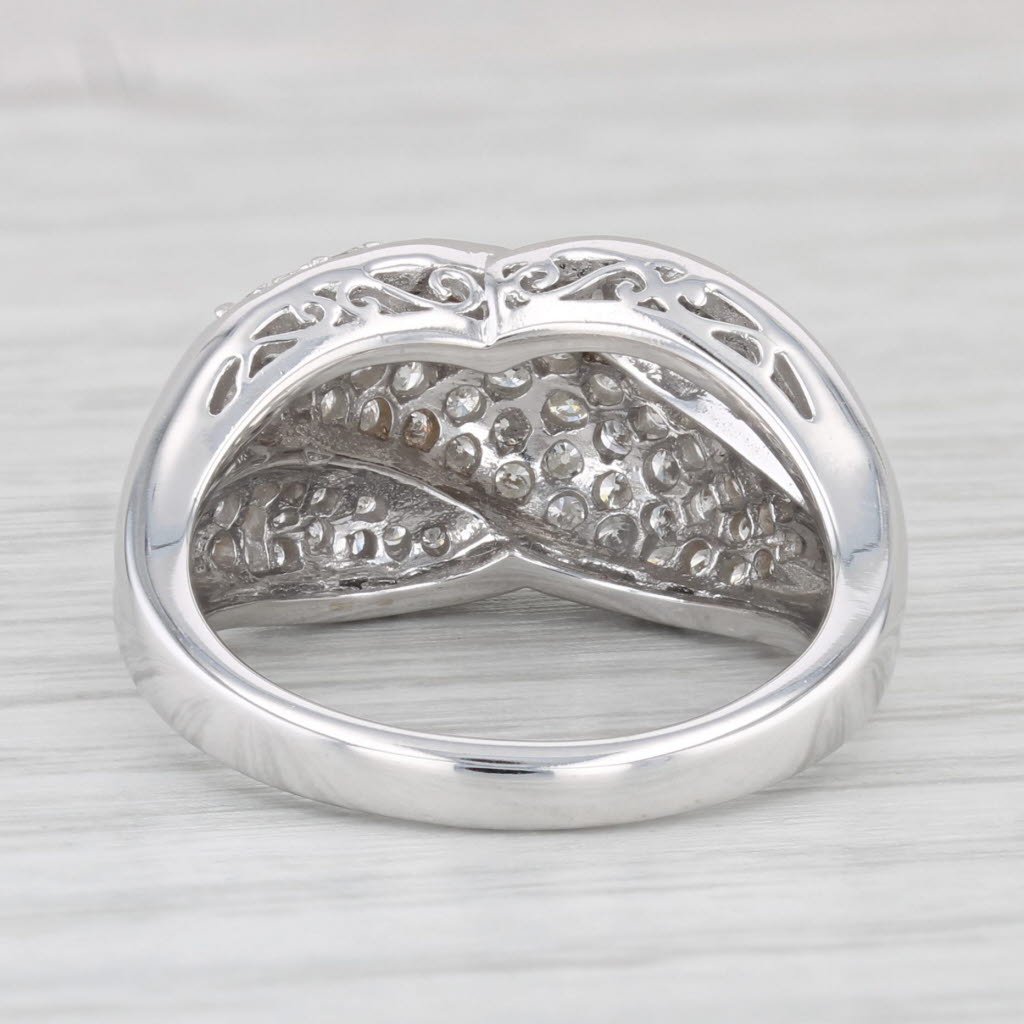 Light Gray 0.98ctw Diamond X Crossover Ring 14k White Gold Size 7 Cocktail