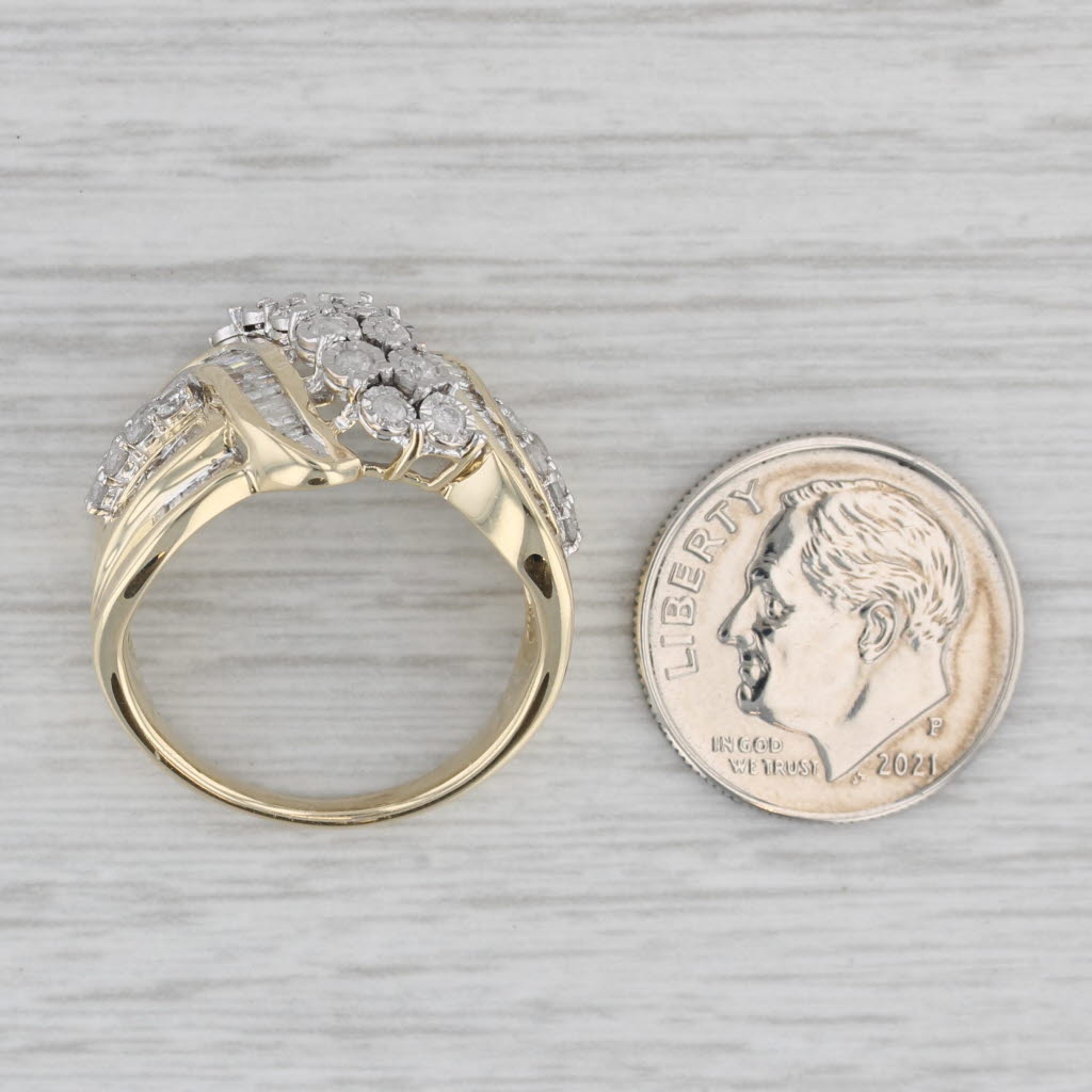 Gray 1.05ctw Diamond Cocktail Ring 10k Yellow Gold Size 7.25