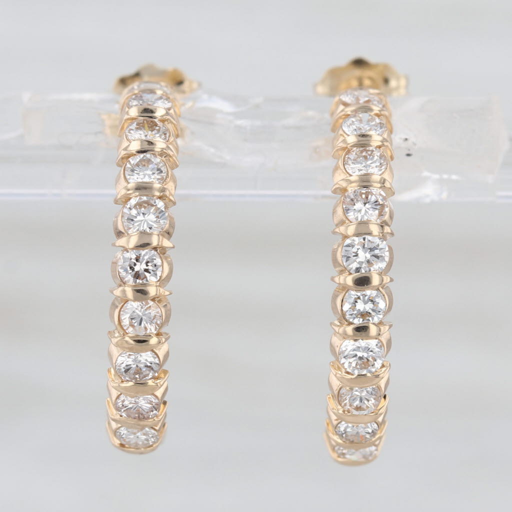 1ctw Diamond Half Hoop Earrings 14k Yellow Gold Drops