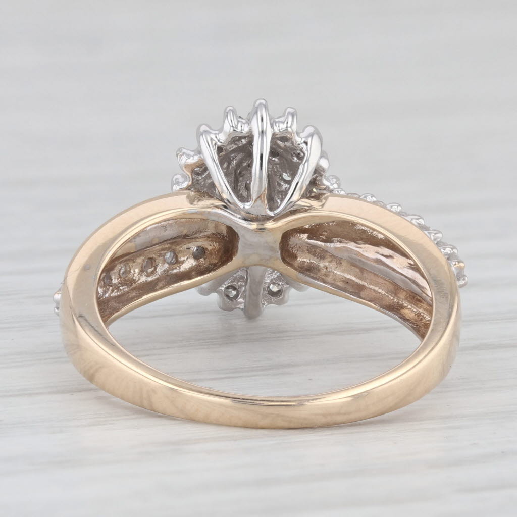 Light Gray 0.50ctw Diamond Cluster Halo Engagement Ring 10k Yellow Gold Size 7.25