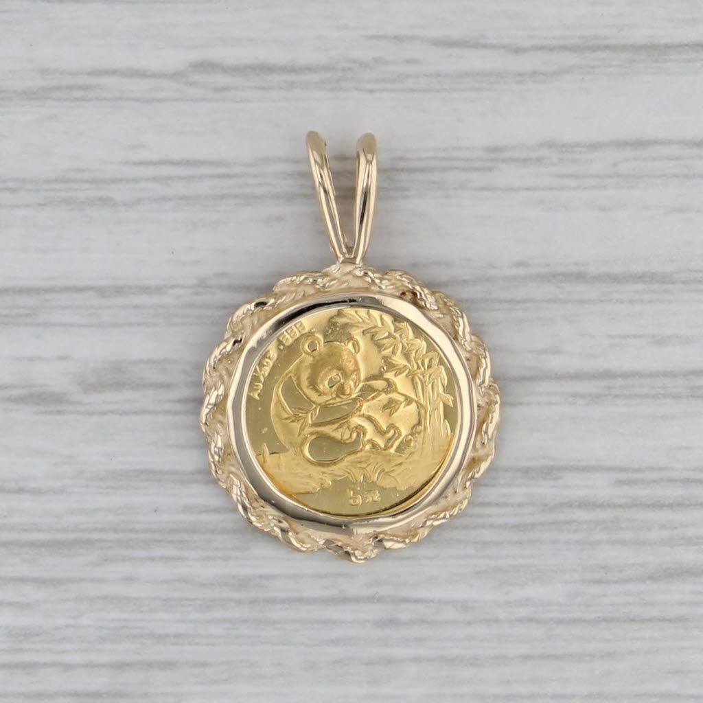 5 Yuan 1994 1/20 Gold Chinese Panda Coin Pendant 10k 999 Fine Yellow Gold