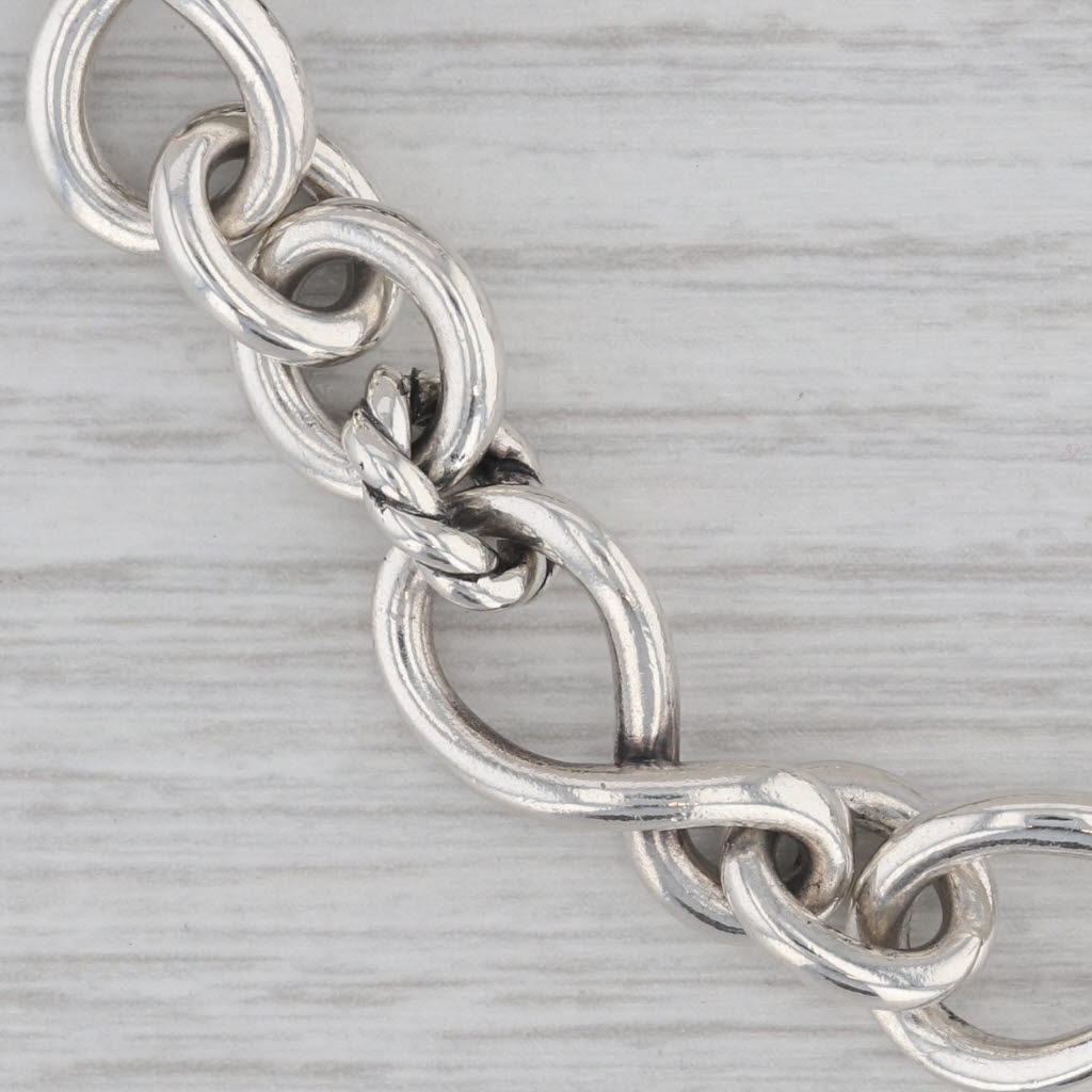Gray David Yurman Figaro Chain Bracelet Sterling Silver 6.5" 10.7mm