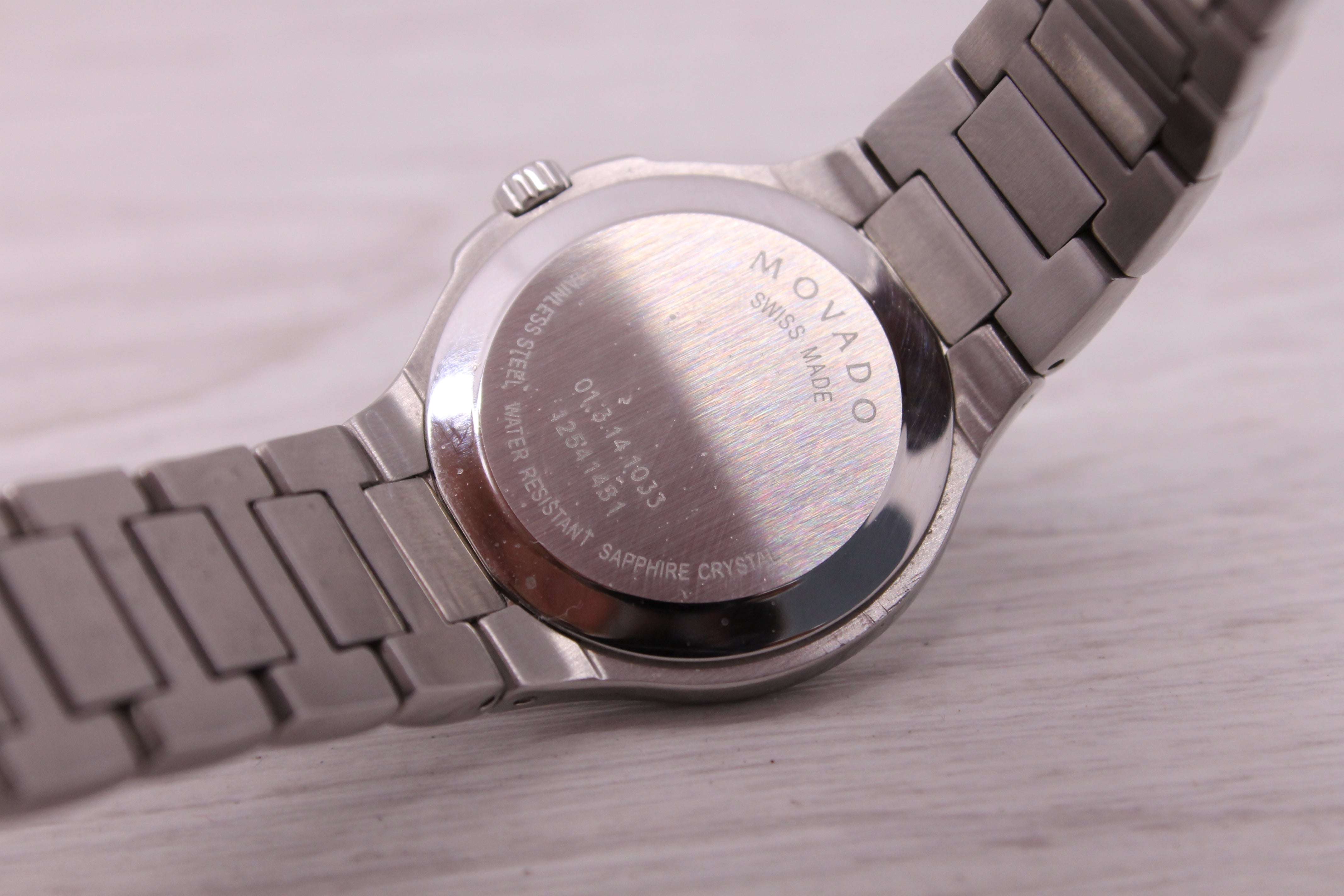Dark Gray Movado Museum 28mm Stainless Steel Ladies Quartz Bracelet Watch 01.3.14.1033