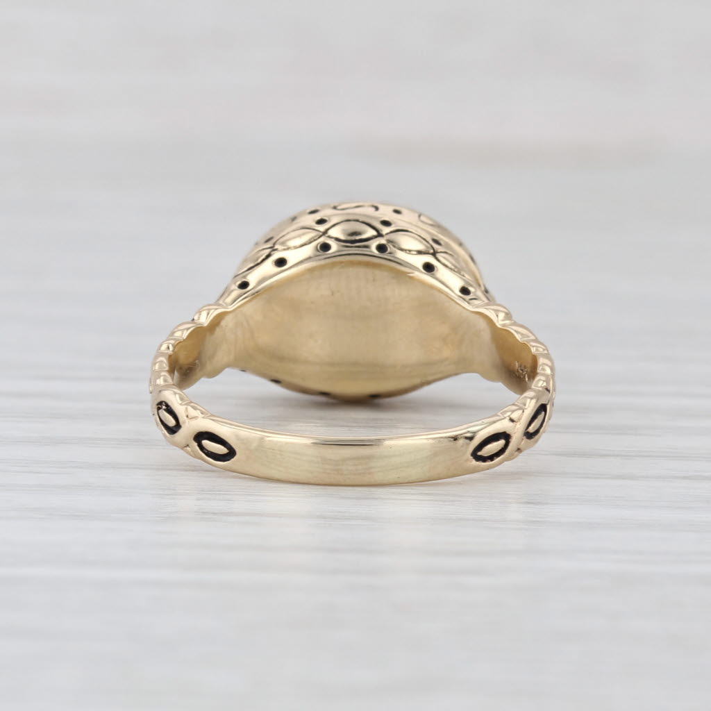 Vintage Opal Snuff Poison Ring 14k Yellow Gold Size 9 Oval Cabochon Solitaire