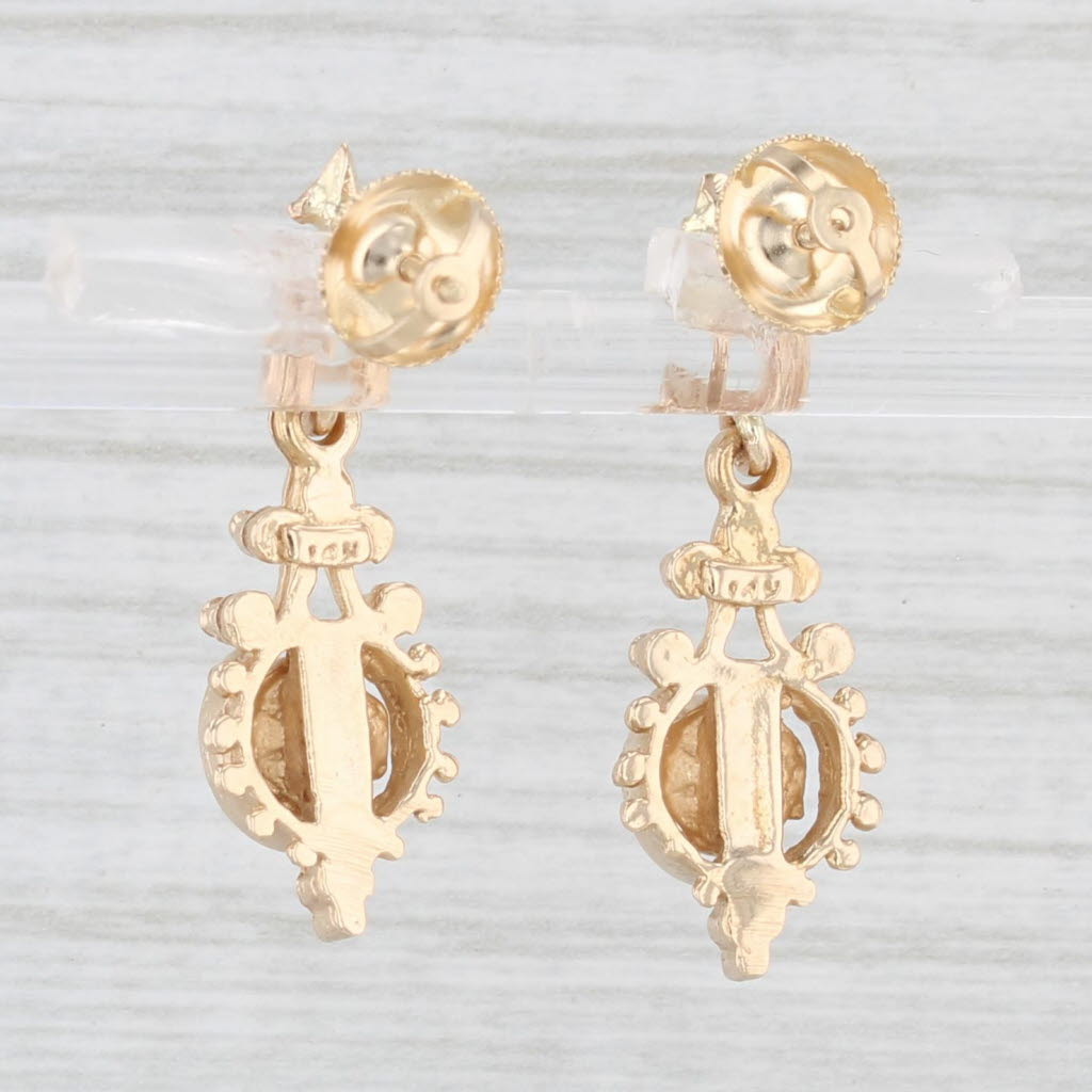 Light Gray 0.59ctw Diamond Dangle Earrings 14k Yellow Gold Pierced Drops