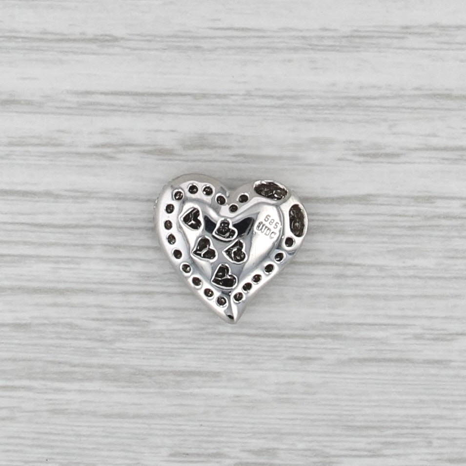 1ctw Diamond Puffy Heart Pendant 14k White Gold