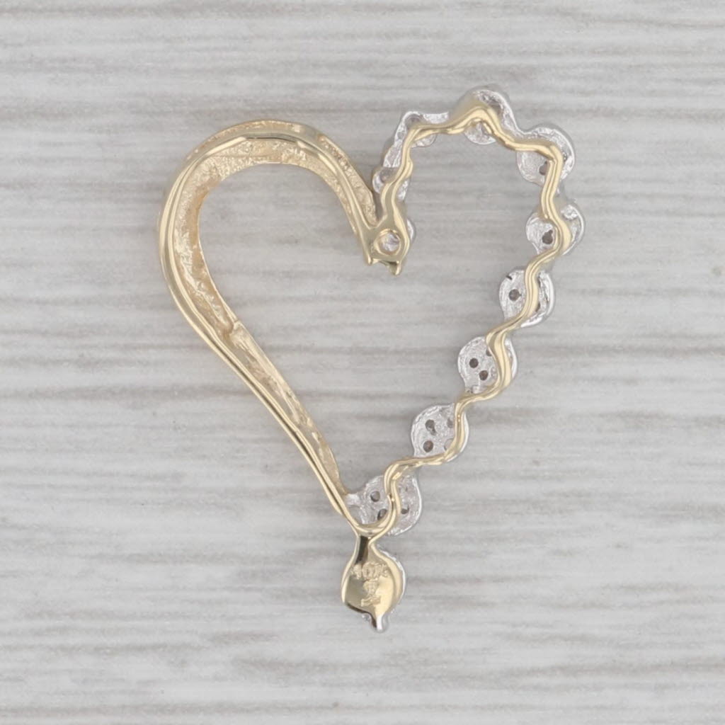 Gray Diamond Love Open Heart Pendant 10k Yellow Gold