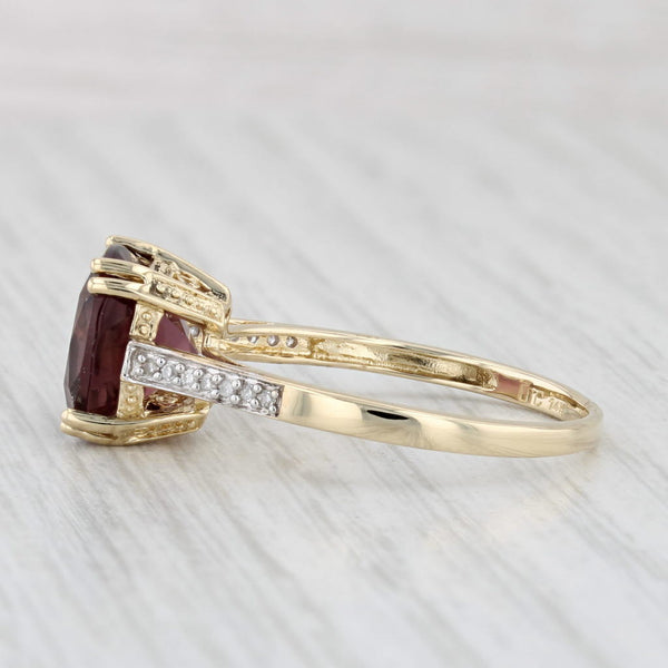 Maroon Glass Ring 14k Yellow Gold Size 10.25 Cushion Solitaire