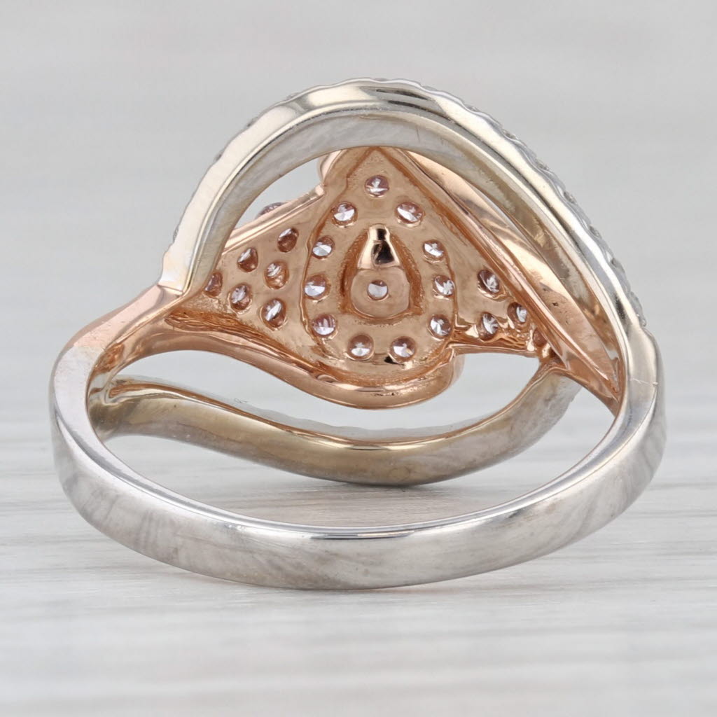 Gray 0.87ctw Diamond Bypass Teardrop Ring 18k White Rose Gold Size 8