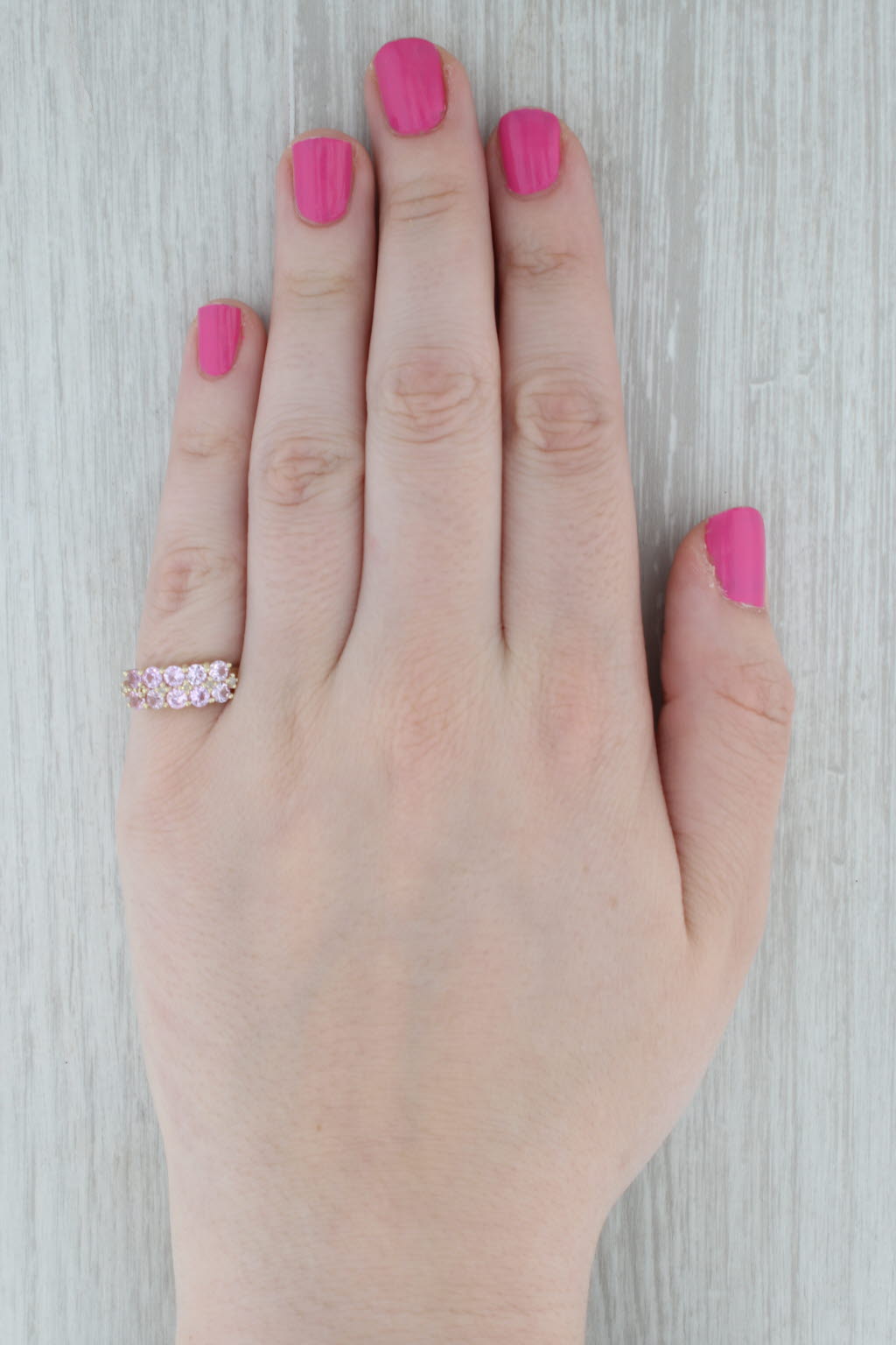 Gray 1.63ctw Pink Sapphire Diamond Ring 10k Yellow Gold Size 6 Stackable