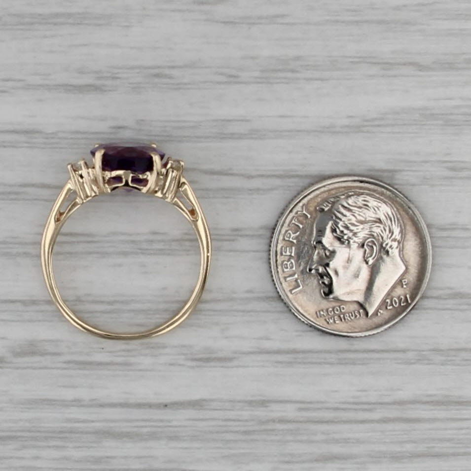 2.45ctw Amethyst Diamond Ring 10k Yellow Gold Size 5.25