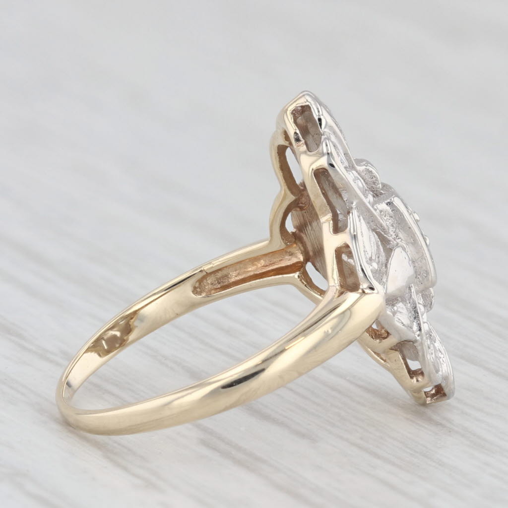 Light Gray Vintage Diamond Ring 14k White Yellow Gold Size 5