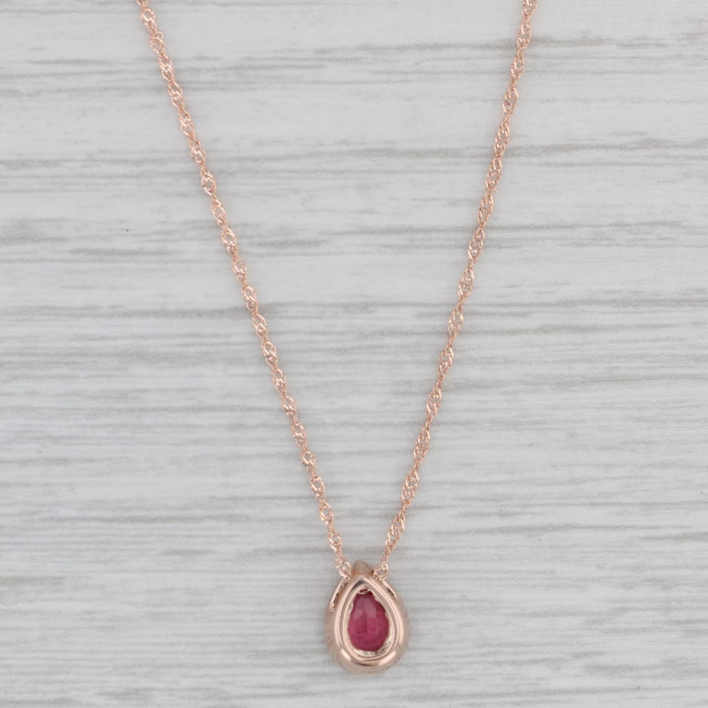 Gray New 0.50ctw Pink Tourmaline Diamond Teardrop Pendant Necklace 14k Rose Gold