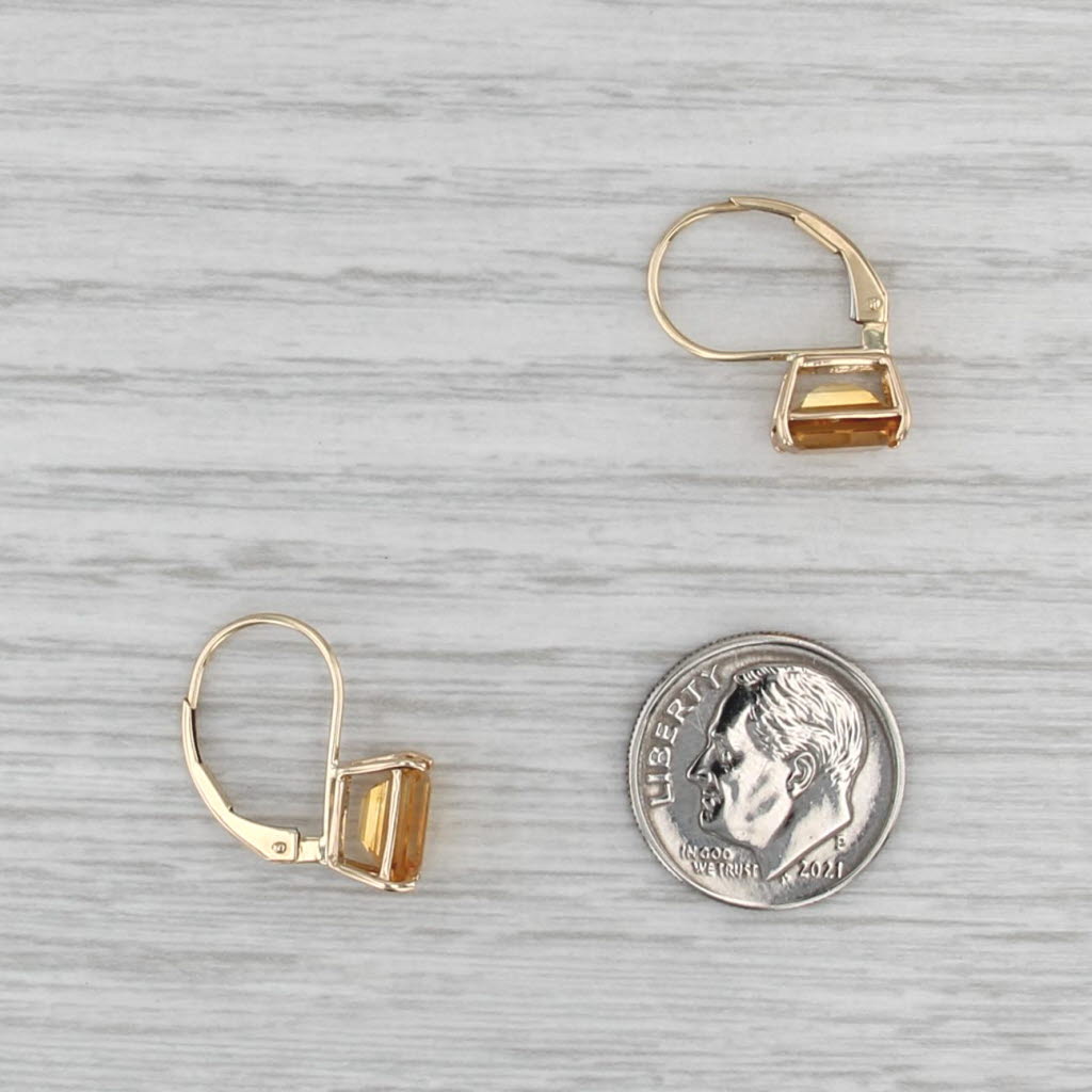 3ctw Orange Citrine Drop Earrings 14k Yellow Gold Lever Backs